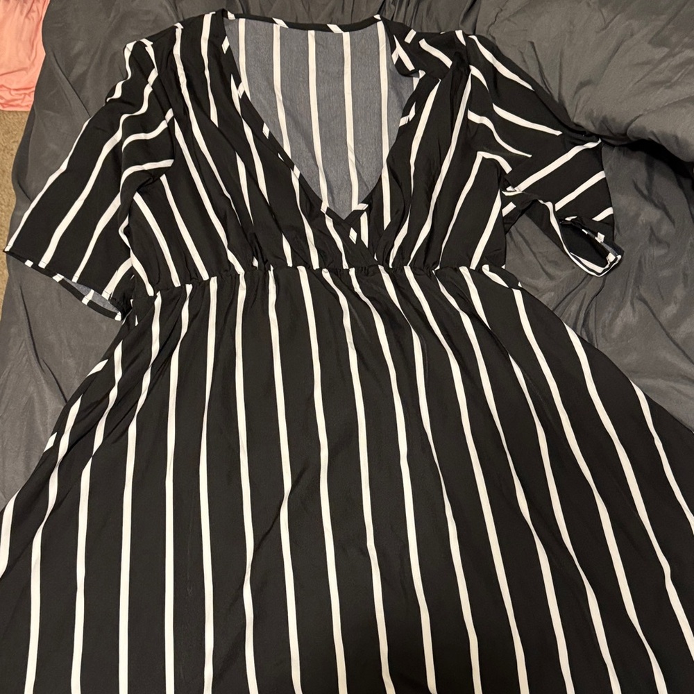 Black and White Striped Dress